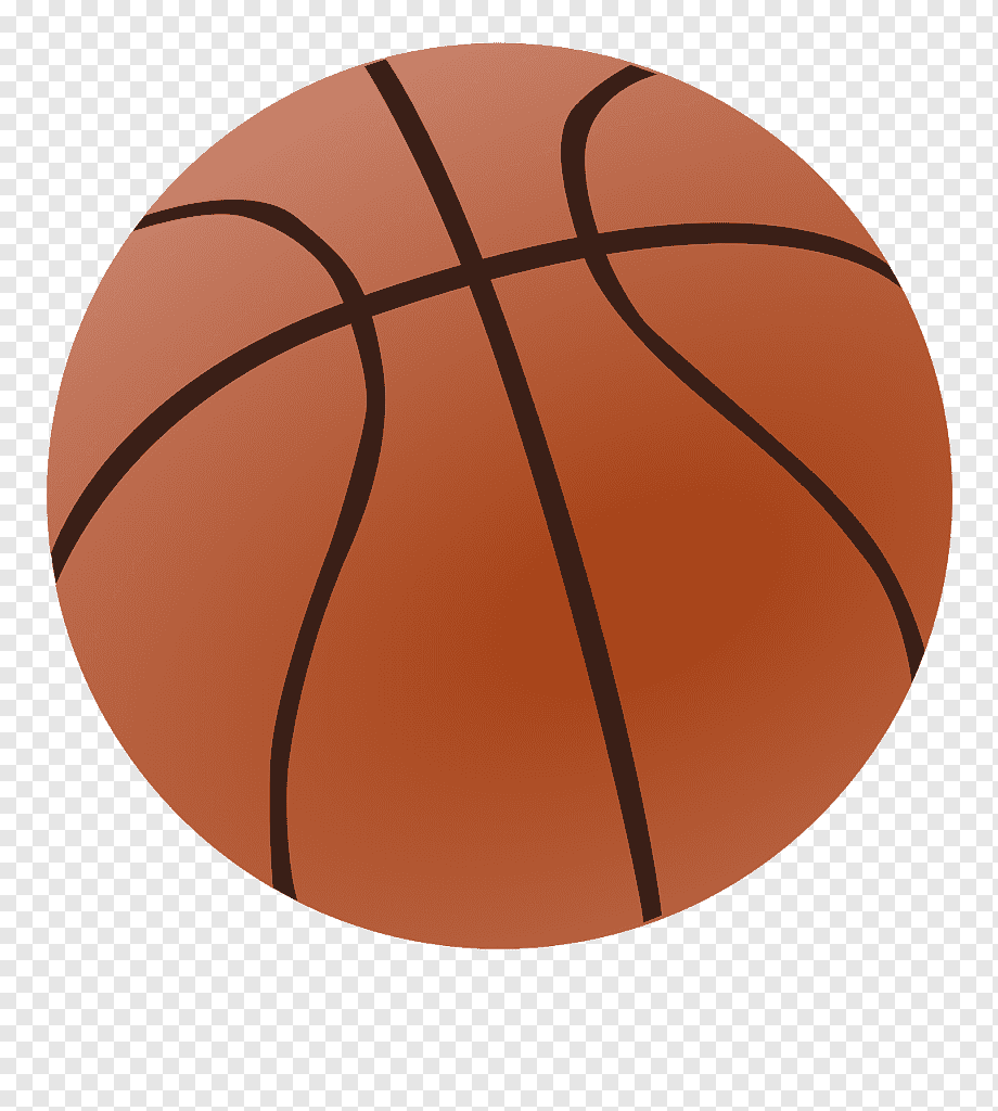 Classic orange basketball with black seams on transparent background