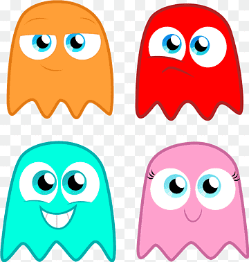Cute Pac-Man Ghost Characters - Free PNG Clipart for Games & Design
