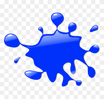Vibrant blue liquid splash with glossy highlights and transparent background.