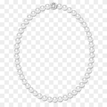 Elegant white pearl necklace with a sparkling diamond clasp on transparent background.