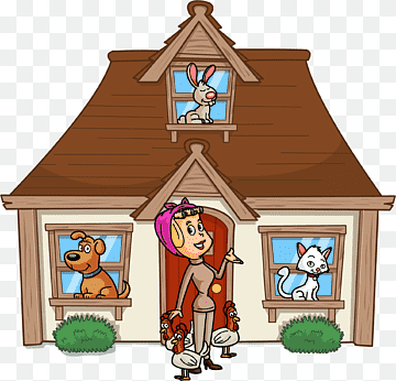 Cozy Farmhouse with Pets - Friendly Cartoon Illustration