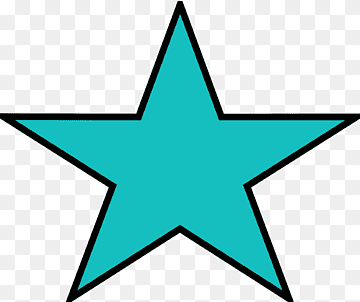 Teal five-pointed star with bold black outline on transparent background.
