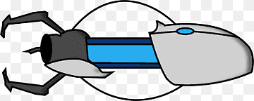 Cartoon-style futuristic sci-fi weapon with black claw-like arms, blue barrel, and gray housing.