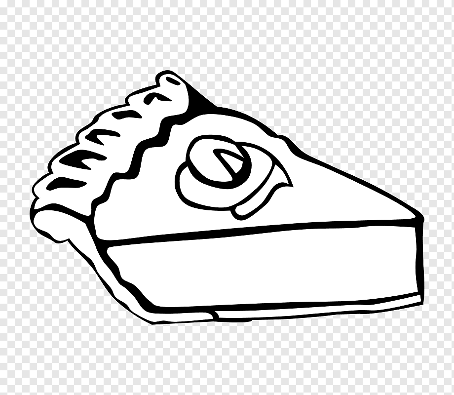 Black-and-white line drawing of a slice of pie with fluted crust and decorative swirl on top.