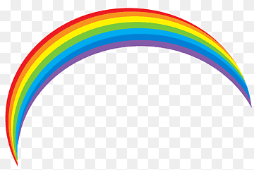 Vibrant rainbow arc with red, orange, yellow, green, blue, indigo, and violet bands on transparent background.