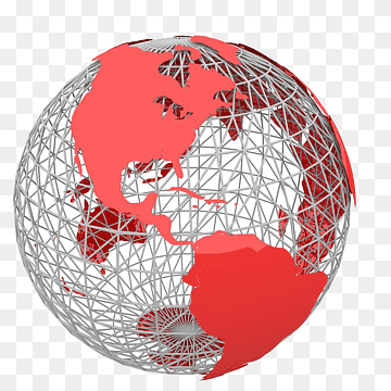 Red continents on a silver wireframe globe, symbolizing global connectivity and digital networks.