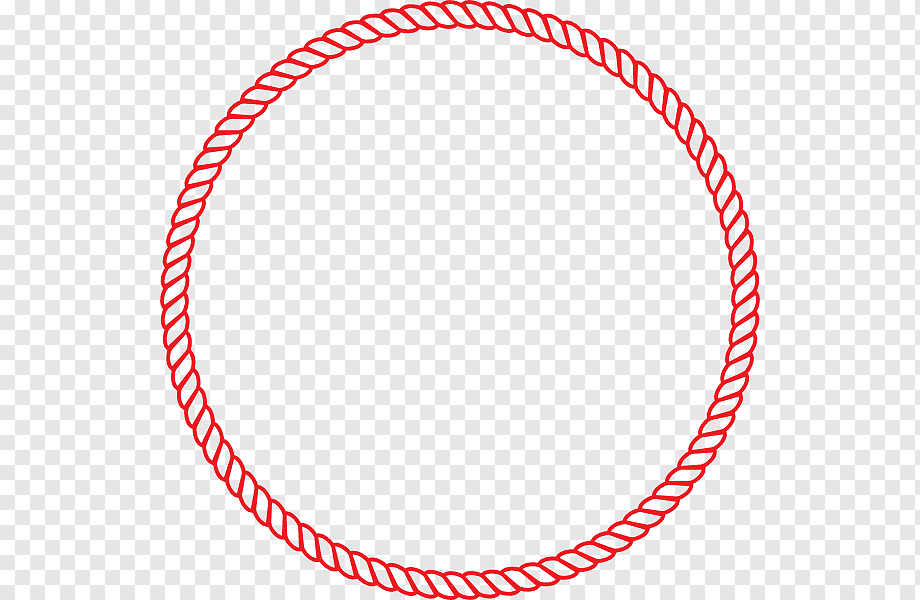 Red braided rope forming a circular frame on transparent background.