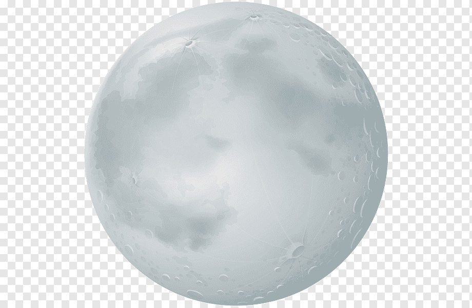 A highly detailed, realistic 3D rendering of the Moon with visible craters, maria, and subtle surface textures against a transparent background.