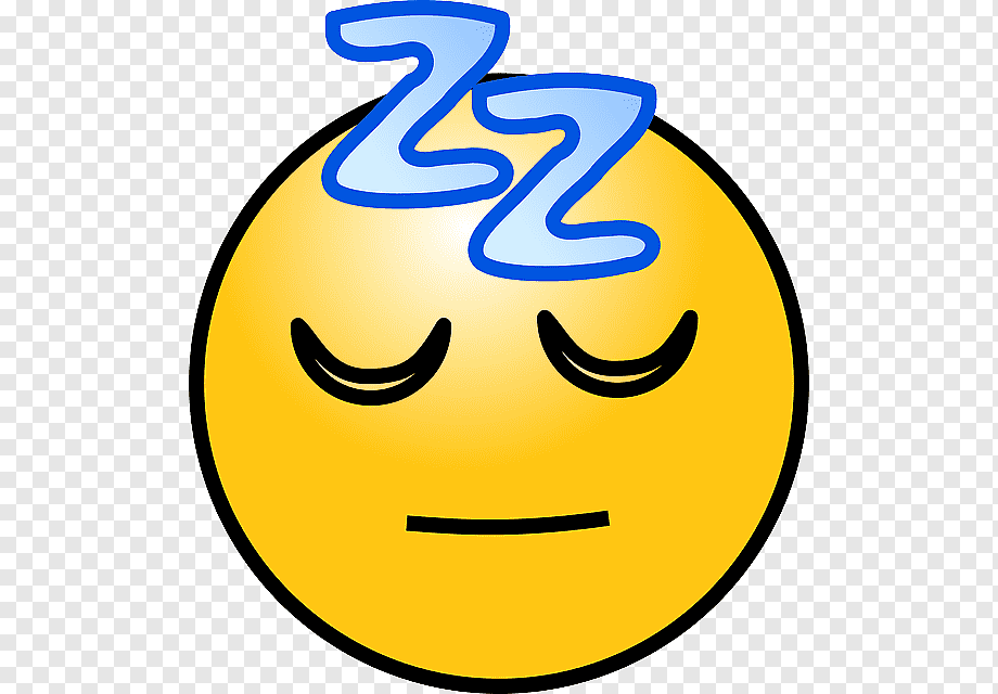 Yellow sleeping emoji with closed eyes and blue "Zzz" above head indicating deep sleep or rest.