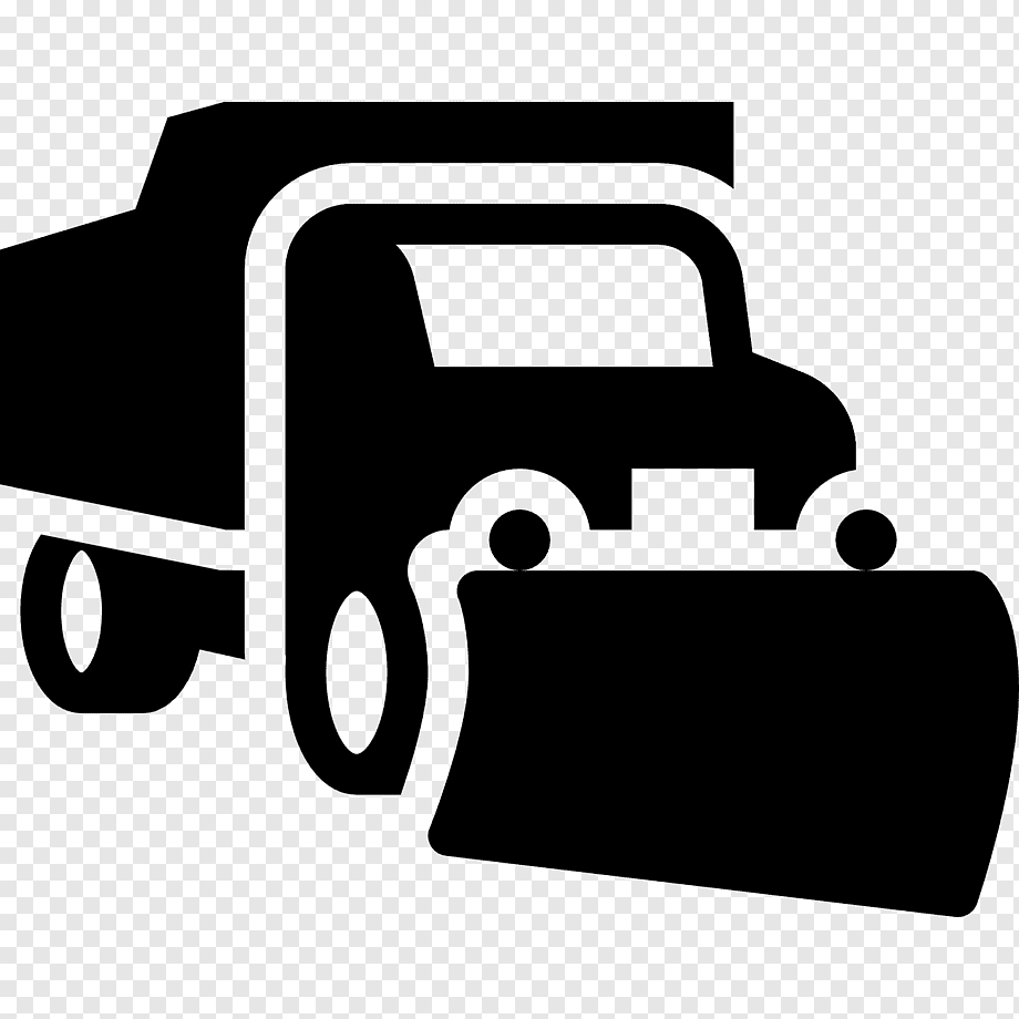 Black silhouette icon of a snowplow truck with front-mounted plow blade.