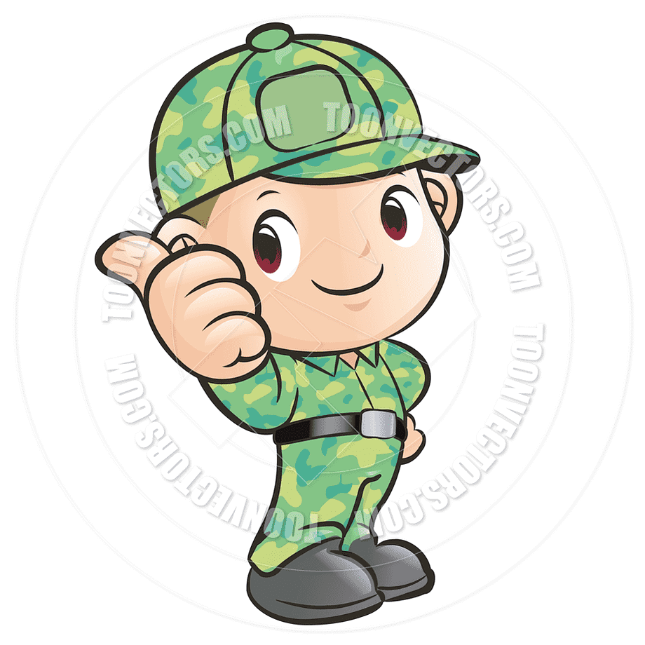 Cartoon Soldier Thumbs-Up - Friendly Military Character Illustration