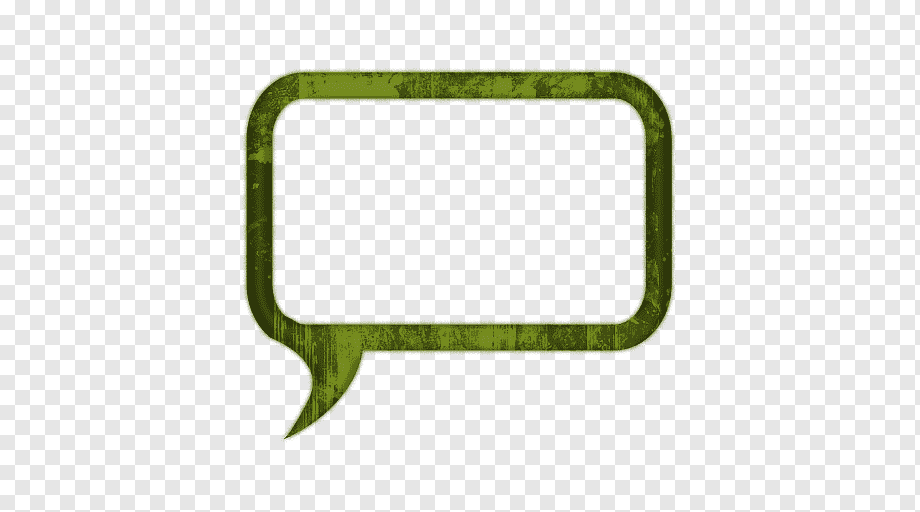Distressed olive-green speech bubble icon on transparent background, symbolizing communication or dialogue.