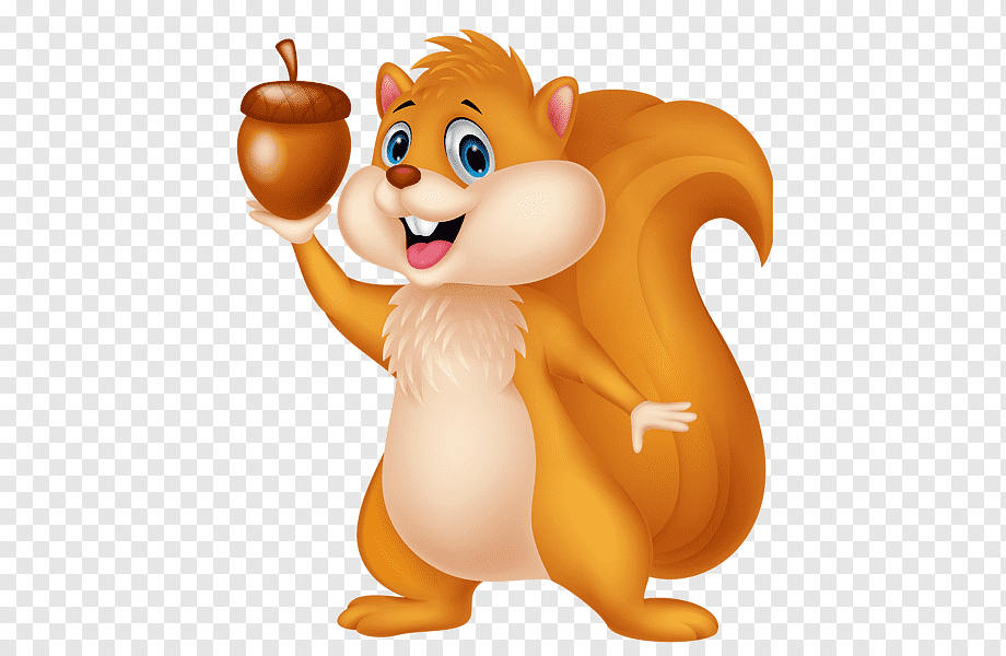 Friendly Cartoon Squirrel with Acorn - Free PNG Clipart