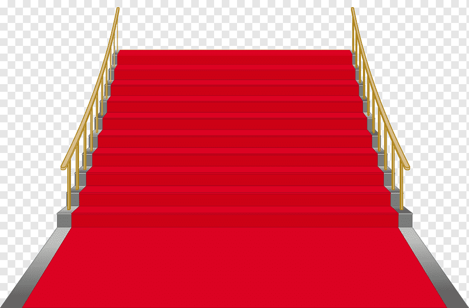 Red carpet covering a grand staircase with golden railings, symbolizing prestige and celebration.