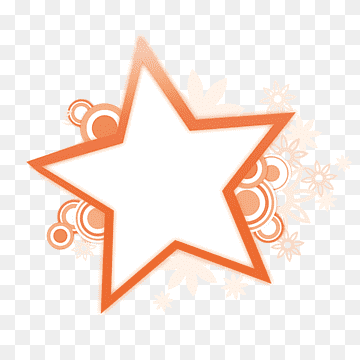 Orange star outline with floral and circular decorative motifs on transparent background.