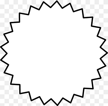 Black zigzag starburst border on transparent background, commonly used for badges or highlights.