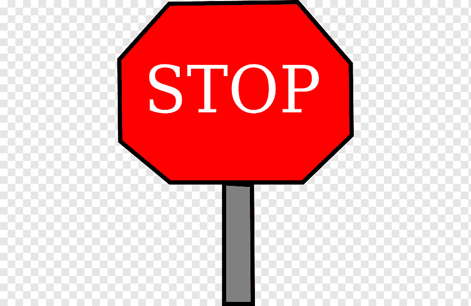 Red octagonal stop sign with white "STOP" text on a transparent background.