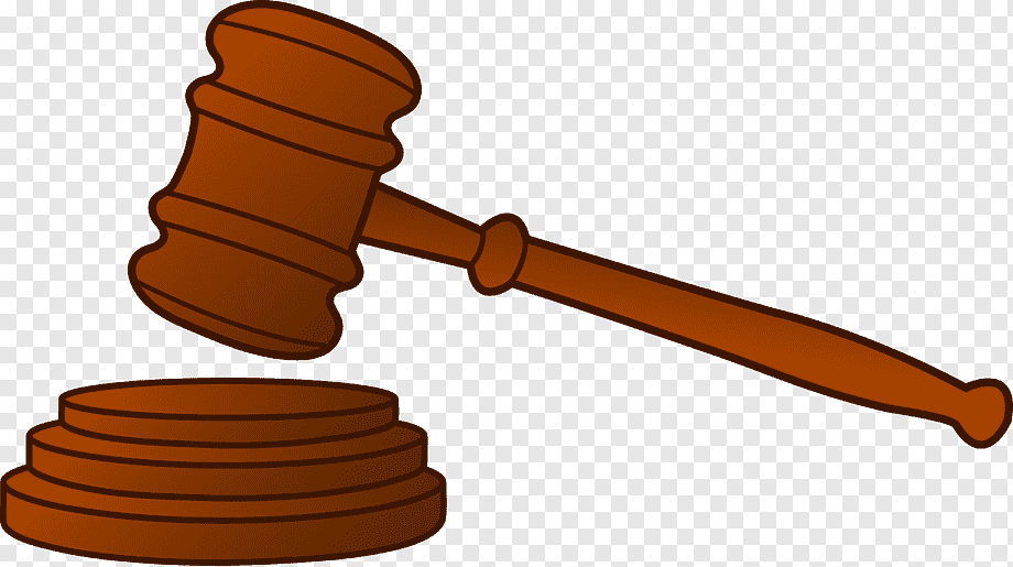 Wooden judge's gavel and sound block on transparent background, symbolizing legal authority and courtroom proceedings.
