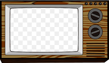 Vintage wooden-cased television with dials and speaker grille, blank screen placeholder.
