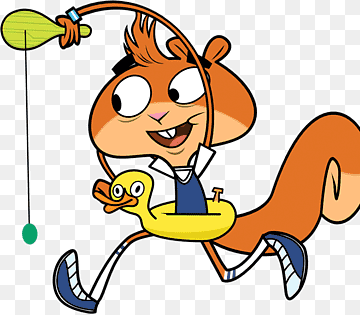 Animated Squirrel with Rubber Duck - Fun Cartoon Character Illustration