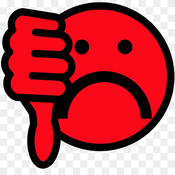 Red thumbs-down emoji with a sad face, symbolizing disapproval or negative feedback.