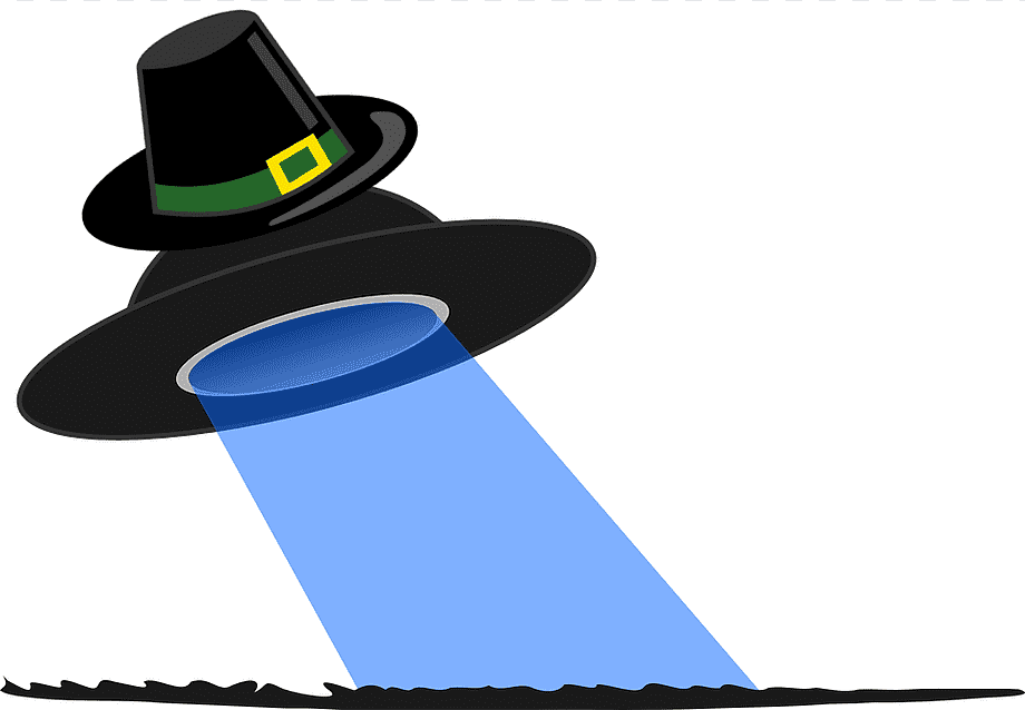 Pilgrim Hat UFO - Fun Holiday-Themed Sci-Fi Illustration