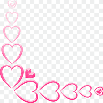 Pink heart border design with gradient outlines forming a corner frame on transparent background.