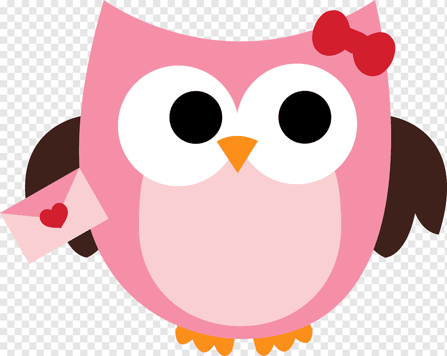 Cute Pink Owl Holding Love Letter - Free Clipart for Valentine’s Day