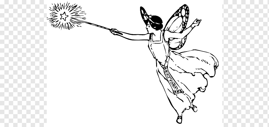 Vintage Fairy Illustration - Magic Wand and Butterfly Wings