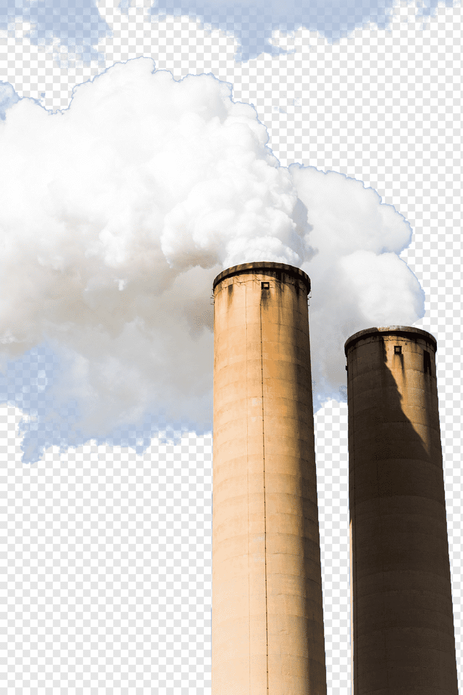 Industrial Smokestacks Emitting Steam or Emissions - Environmental Impact Visual