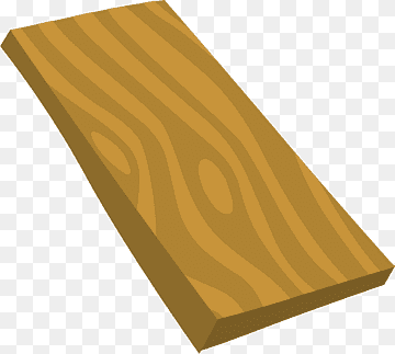 A cartoon-style wooden plank with visible grain patterns on a transparent background.