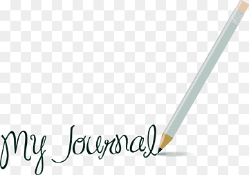 A light gray pencil poised above the cursive text "My Journal" on a transparent background.