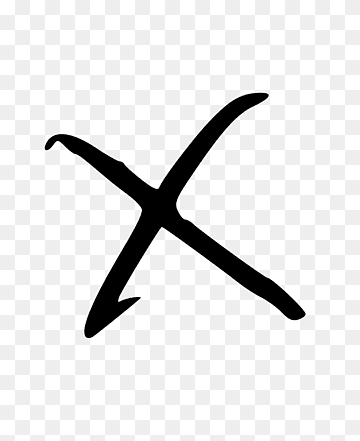 Handwritten black 'X' mark on transparent background, bold and expressive stroke style.