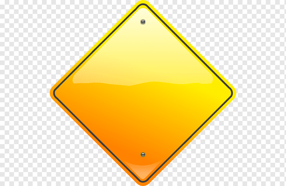 Blank yellow diamond-shaped traffic warning sign with black border and mounting screws.