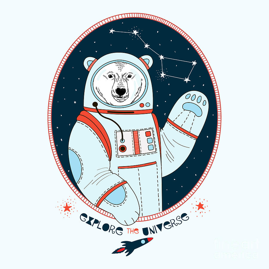 Premium Vector | Cute bear astronaut riding rocket and waving hand ...