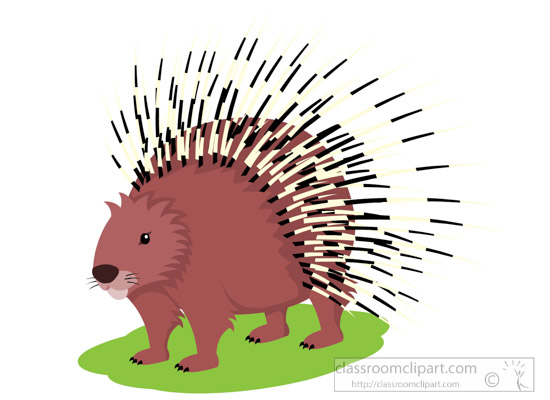 A Cute Porcupine Stands Vector Illustration In Cartoon Style Stock Clip Art Library 