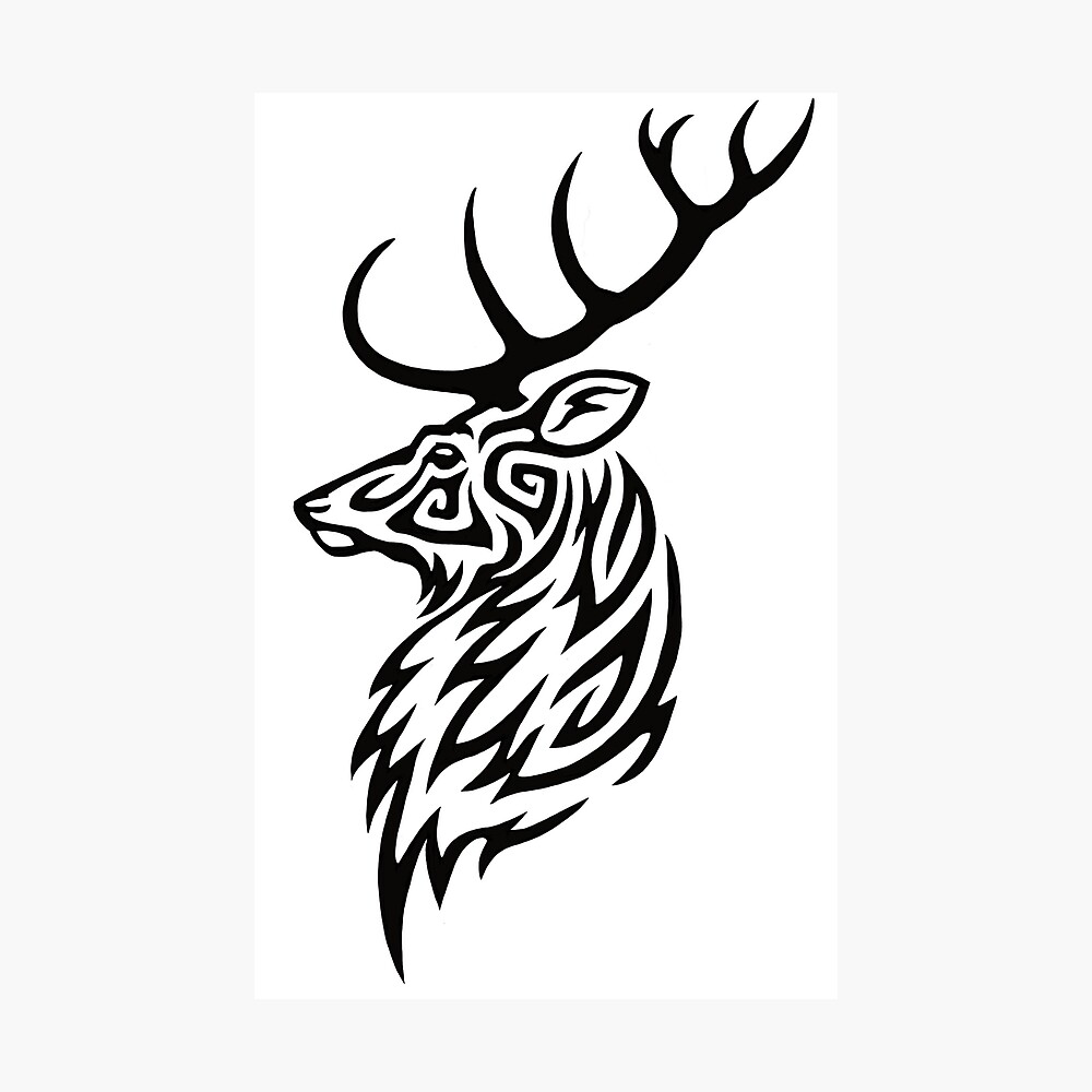 Tribal Deer Head Tattoo Stock Illustrations – 1,122 Tribal Deer - Clip Art Library