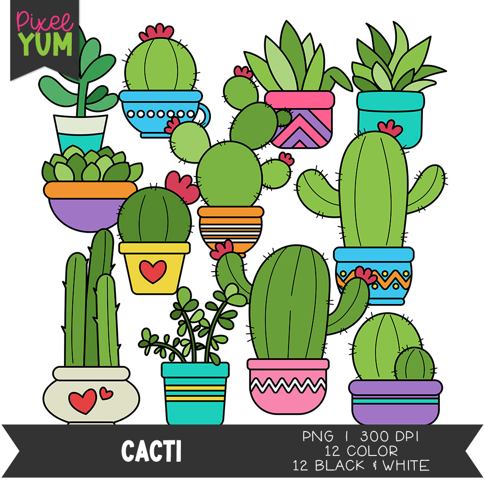 Outline Cactus Clip Art Set Clip Art Library