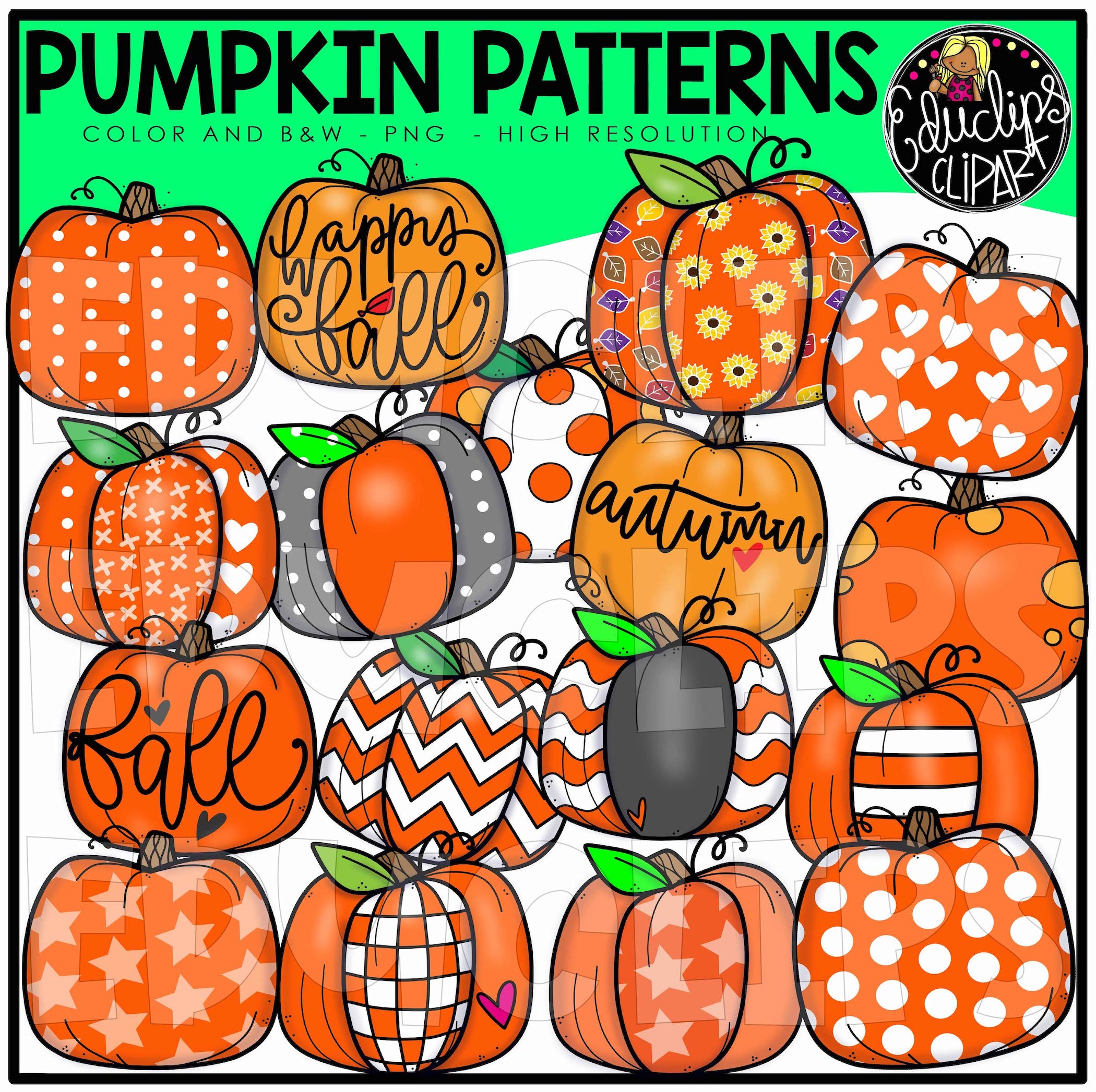 How To Carve A Pumpkin Clip Art Set from the Fall Autumn Clipart Bundle ...