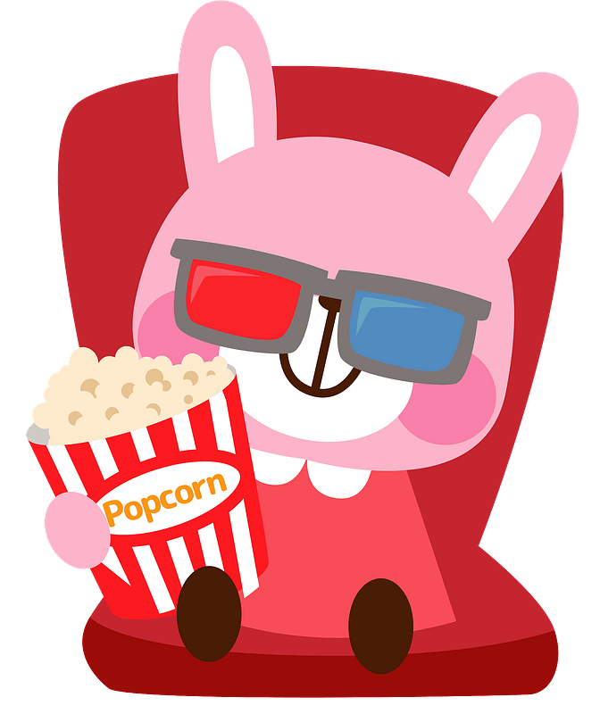 kawaii MOVIE clipart, movie night clipart, girl movie party, commercial