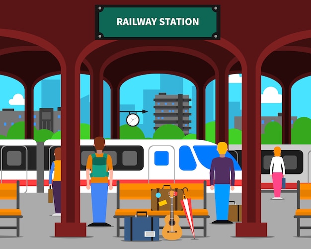 Railway Station Or Train Station - Vector Royalty Free SVG 