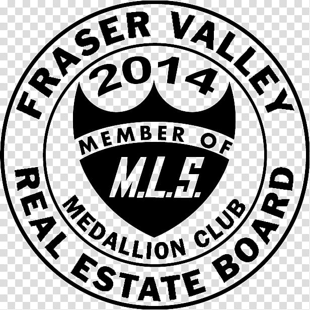Fraser Valley Real Estate Board 2014 MLS Medallion Club member badge in black and white circular seal design.