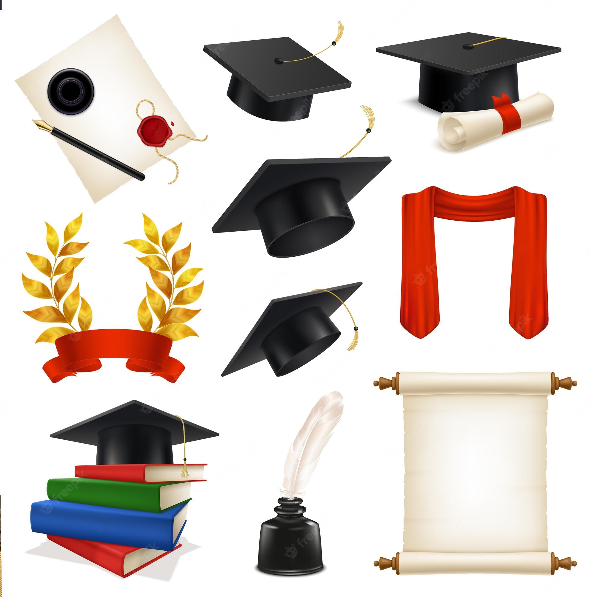 Graduation Clipart, Watercolor Graduation clip art. Grad cap, Diploma ...