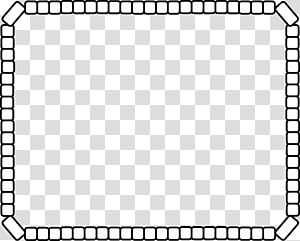 Decorative black-and-white rectangular border made of small connected squares with corner accents, transparent background.