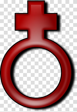 Red female gender symbol with cross and circle, glossy 3D rendering on transparent background.