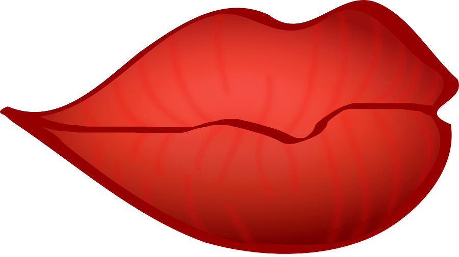 Vibrant red lips illustration with glossy texture and subtle vertical lines, stylized for graphic design use.