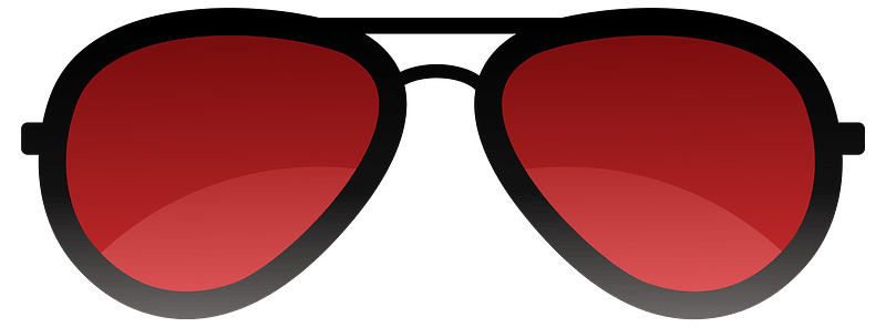 Stylish aviator sunglasses with bold black frames and vibrant red lenses on a neutral background.