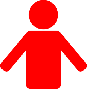 Red stylized human figure icon on transparent background, representing a generic person or user.