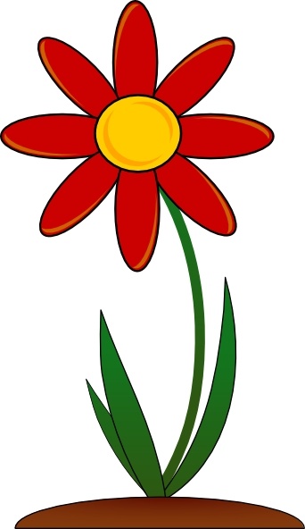 Red Flower Illustration - Simple Clip Art for Education and Design