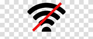 Wi-Fi signal icon with a red slash indicating no internet connection or disabled wireless.
